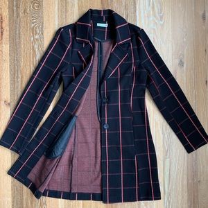 Anthropologie Ave Les Fillles Stretch Jacket in blue and red plaid